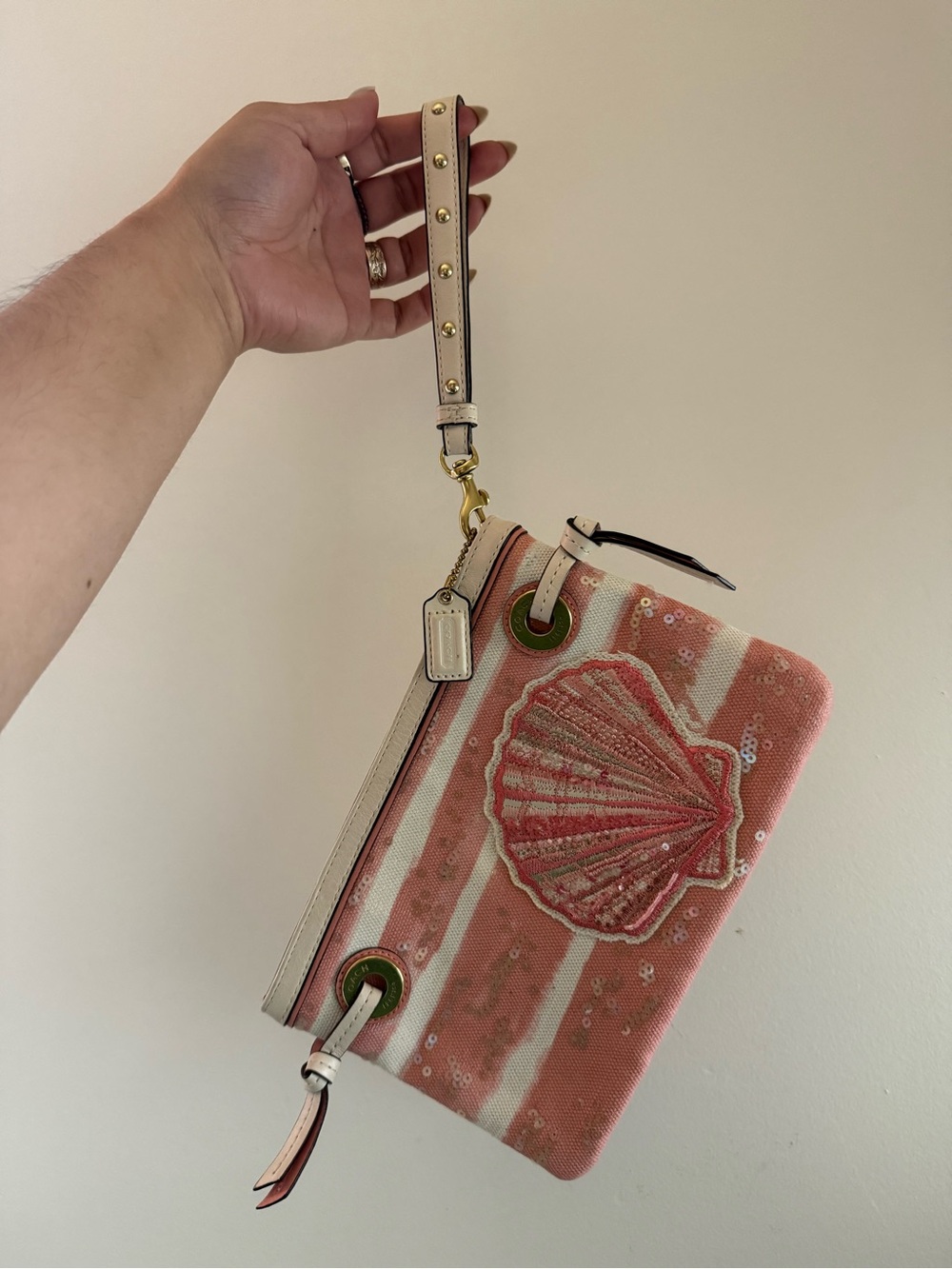 Coach Rare Seashell Pink Coral Wristlet
